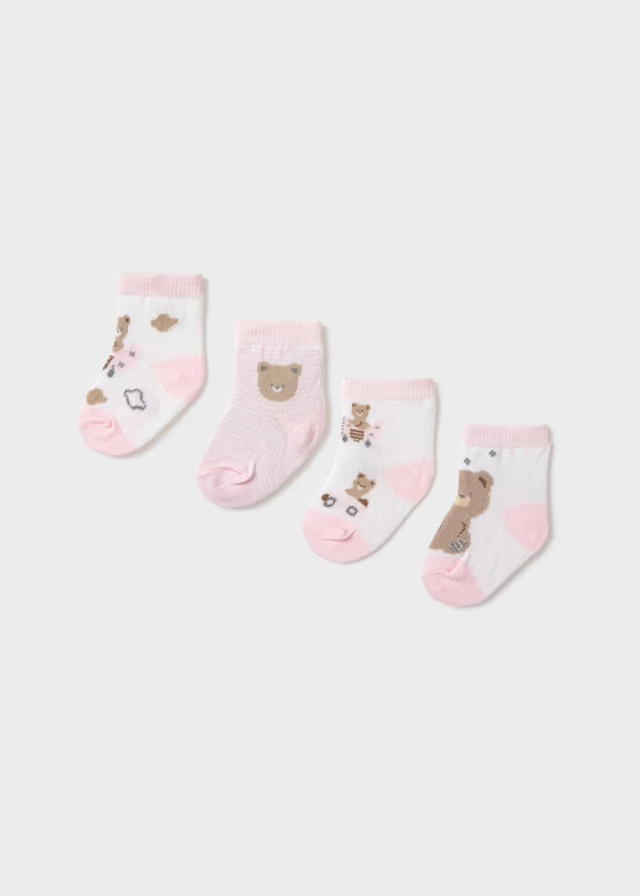 Mayoral 4 Pack Bear socks /Pink