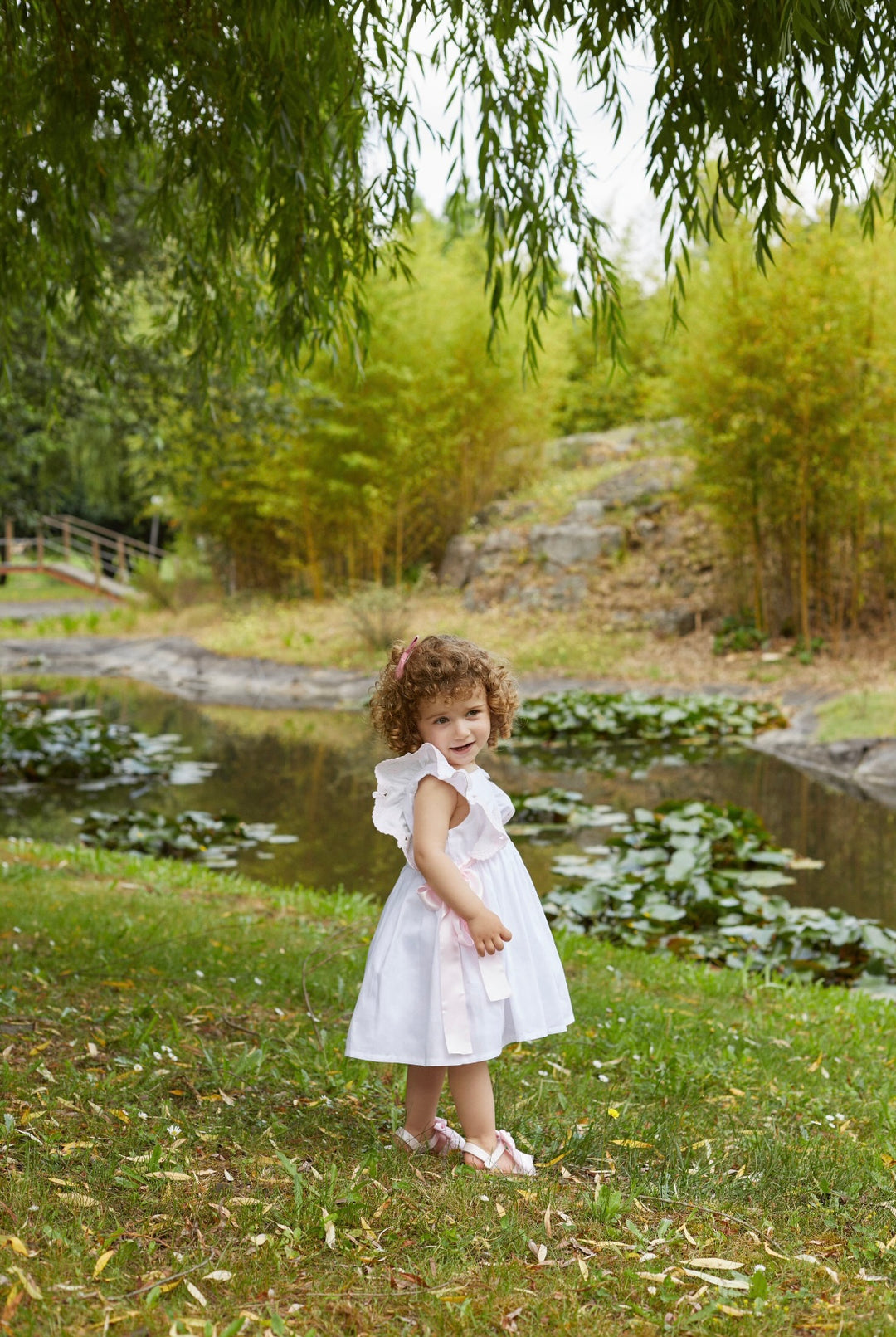 Deolinda Patty White & Pink Bow Dress