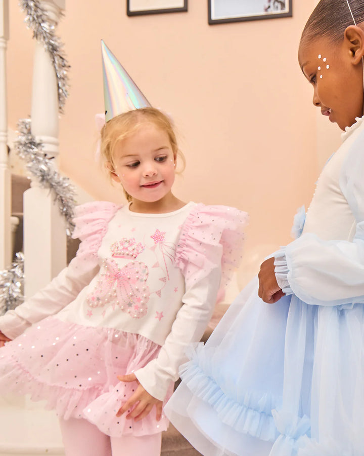 Caramelo Pink Wing & Crown Ruffle Legging Set