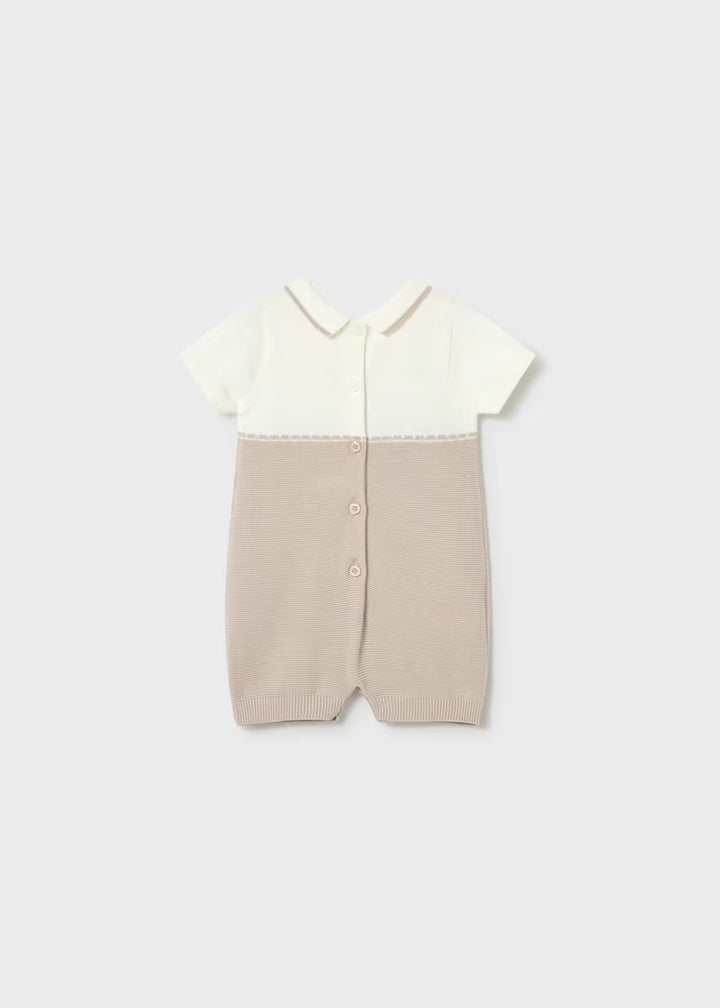 Mayoral Beige & Cream Knitted Romper