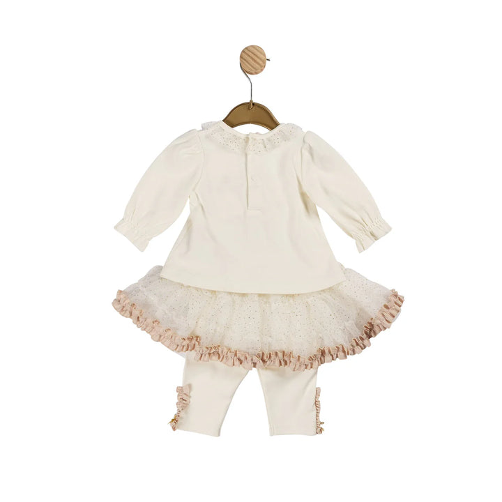 Mintini Ivory/Gold Top & Tutu Legging Set