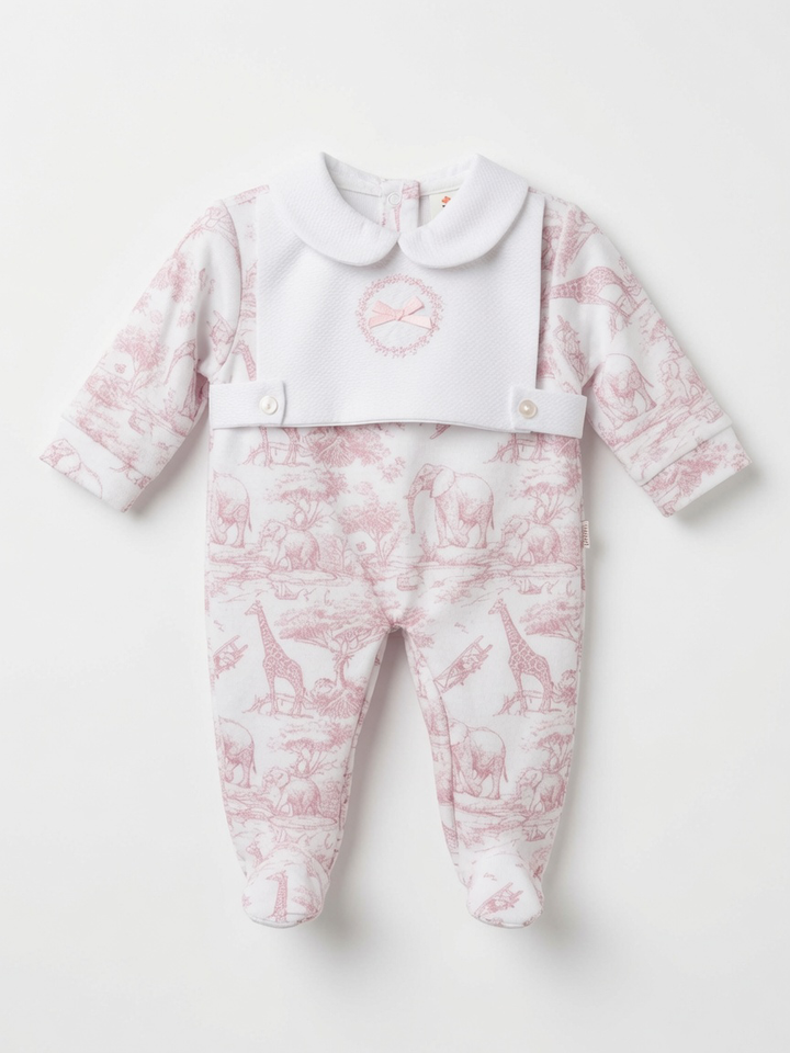Pink Velour Safari Babygrow
