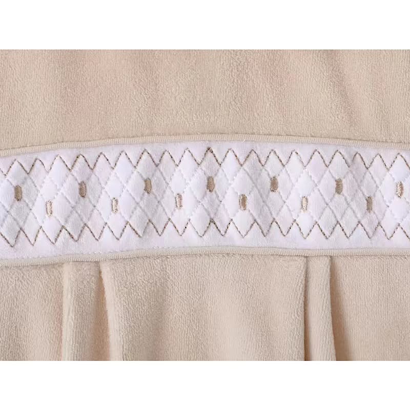 Beige Velour Smocked Babygrow