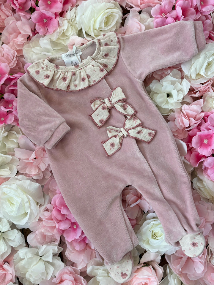 Deolinda Dusty Floral Bow Babygrow