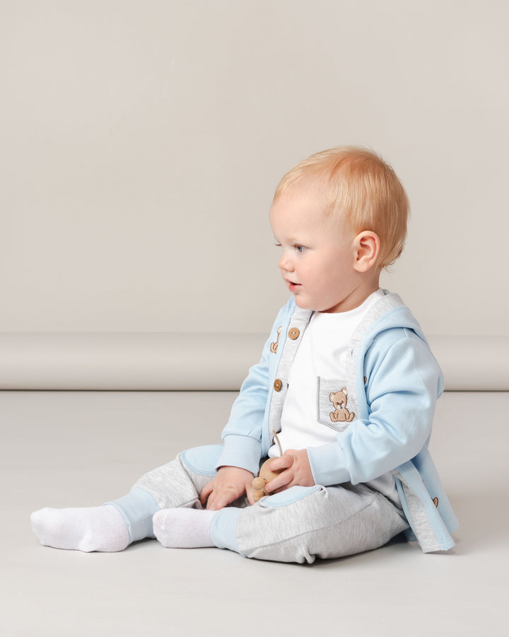 Caramelo Blue Bear Three Piece Set