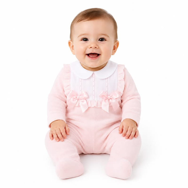 Pink Ruffle Collar Cotton Babygrow