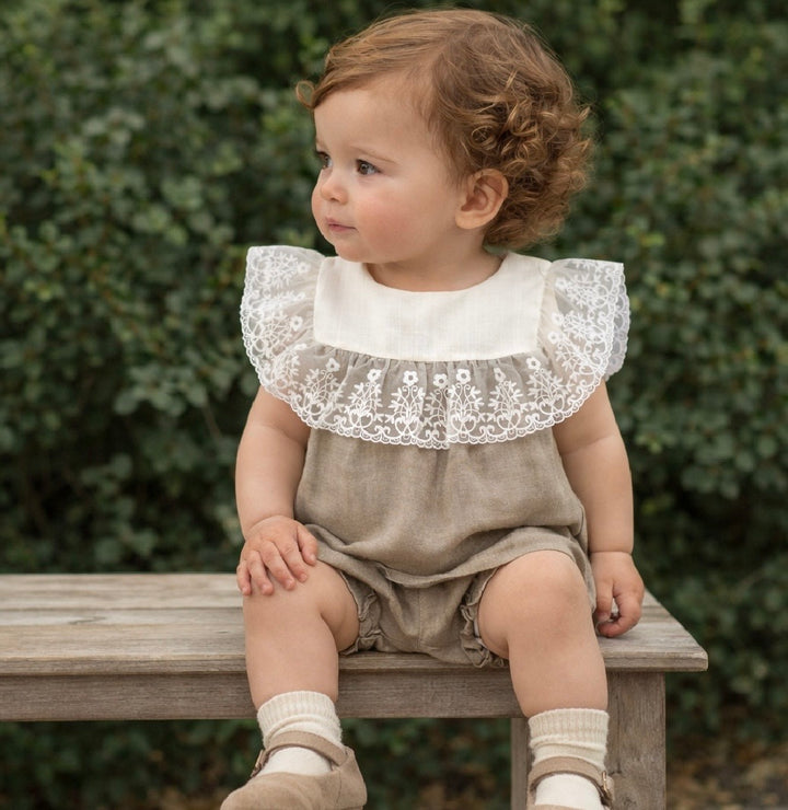 Rapife Girls Beige and Ivory lace 2 Piece set