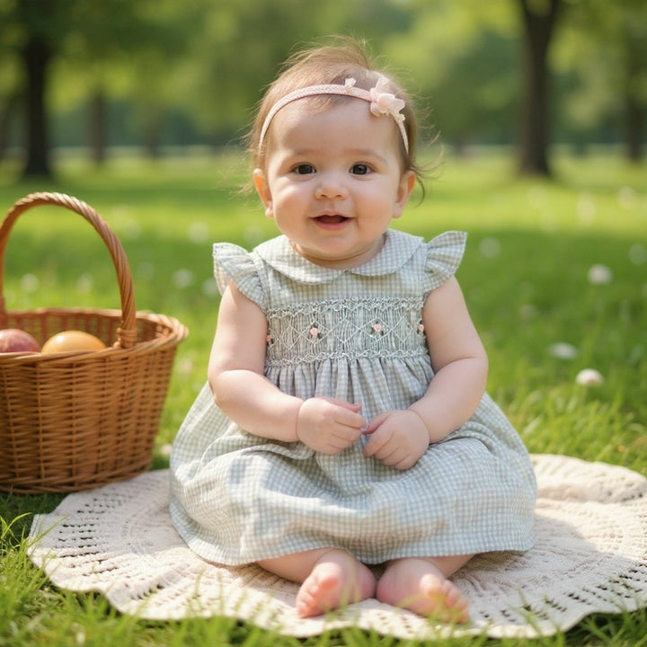 Green Floral Smock Dress