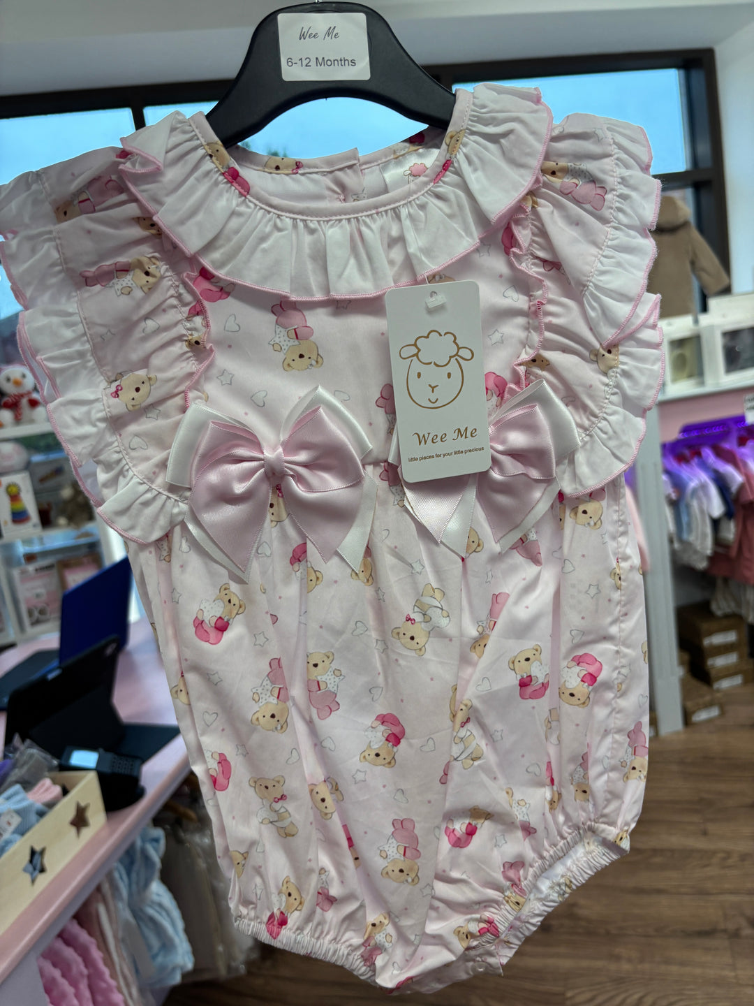 Wee Me Teddy Bow Frilly Romper
