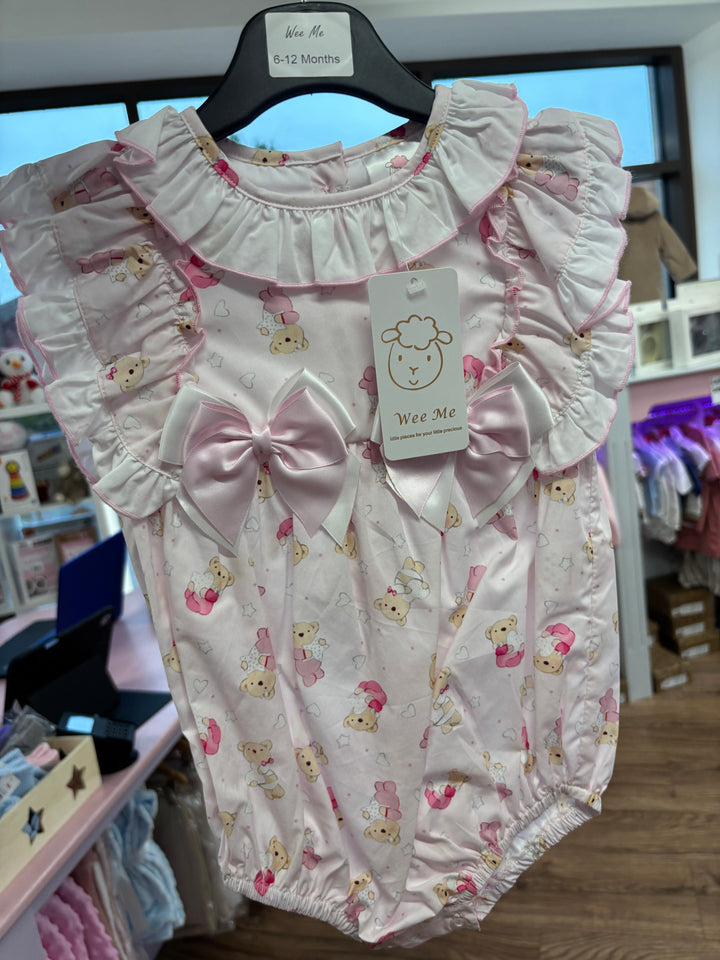 Wee Me Teddy Bow Frilly Romper