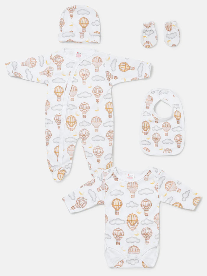 Beige Balloon Babygrow 5 Piece Set