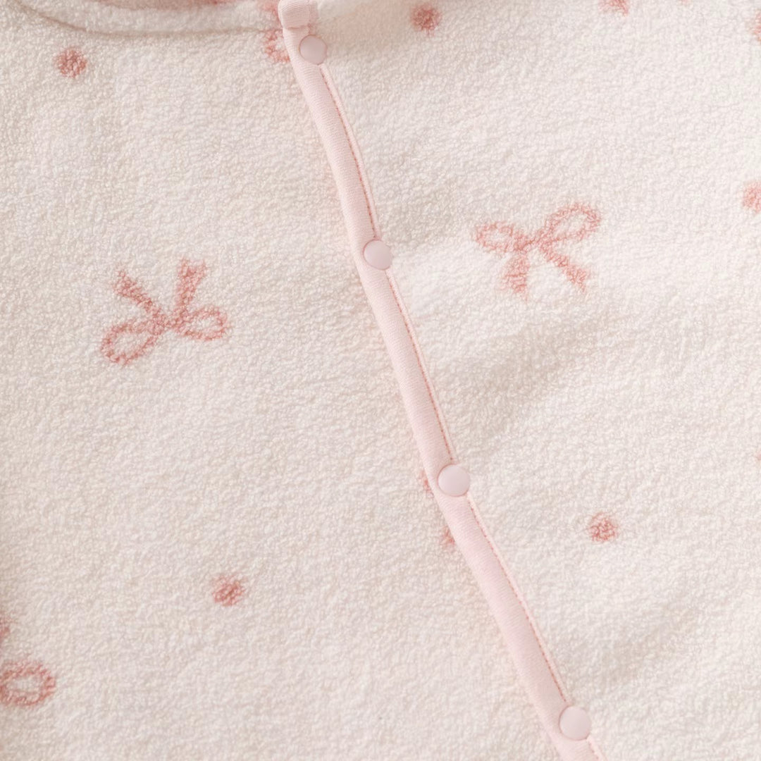 Pink Bow Fleece All In One