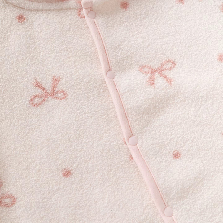 Pink Bow Fleece All In One