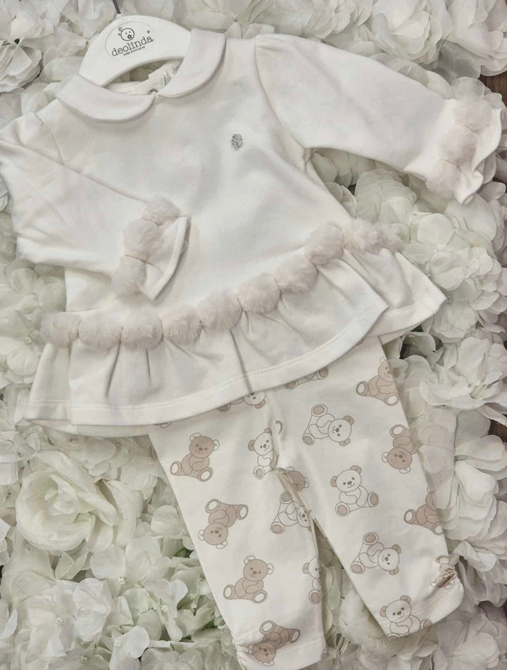 Deolinda Off White Teddy Legging Set