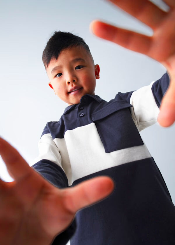 Mayoral Navy Long Sleeve Polo Shirt