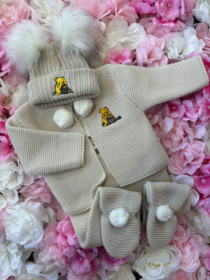 Dandelion Beige Embroidered Pom Set