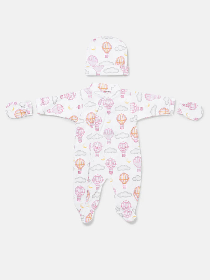 Pink Balloon Babygrow 3 Piece Set