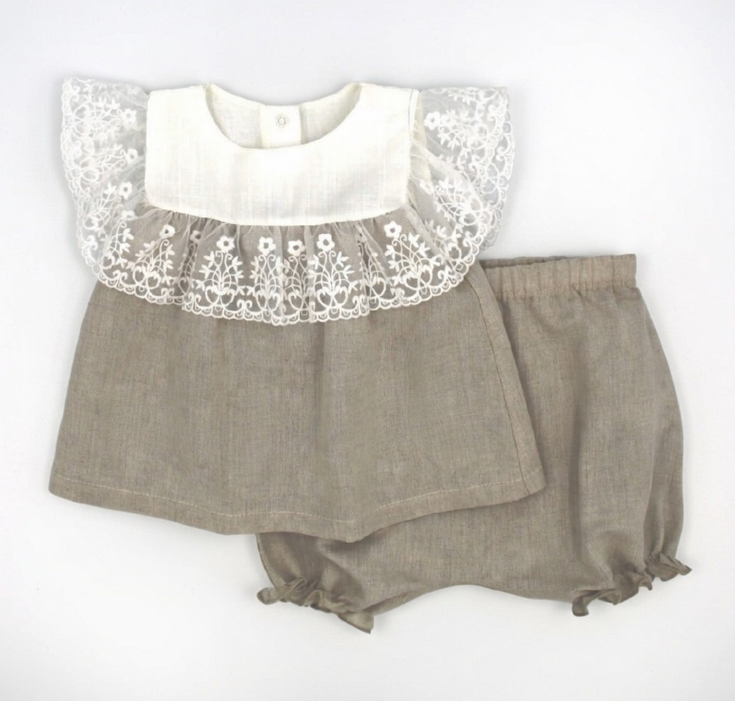 Rapife Girls Beige and Ivory lace 2 Piece set