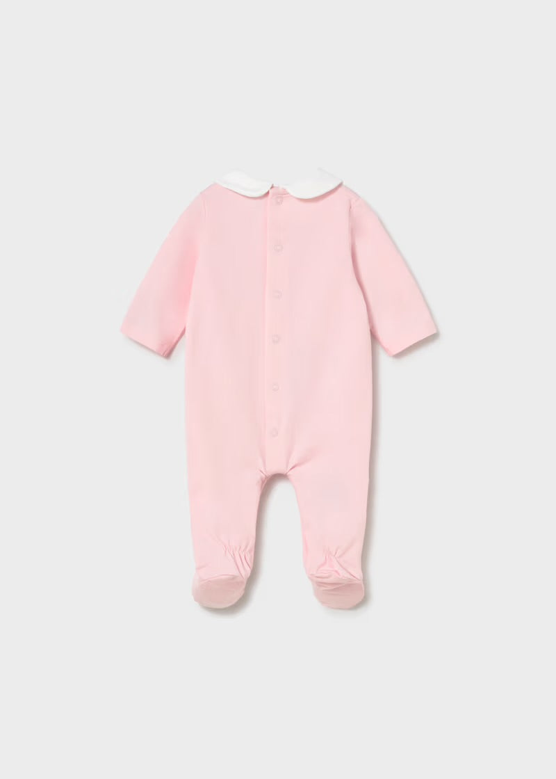 Mayoral Pink Embroidered Bear Romper