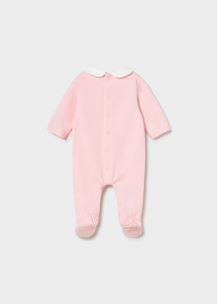Mayoral Pink Embroidered Bear Romper