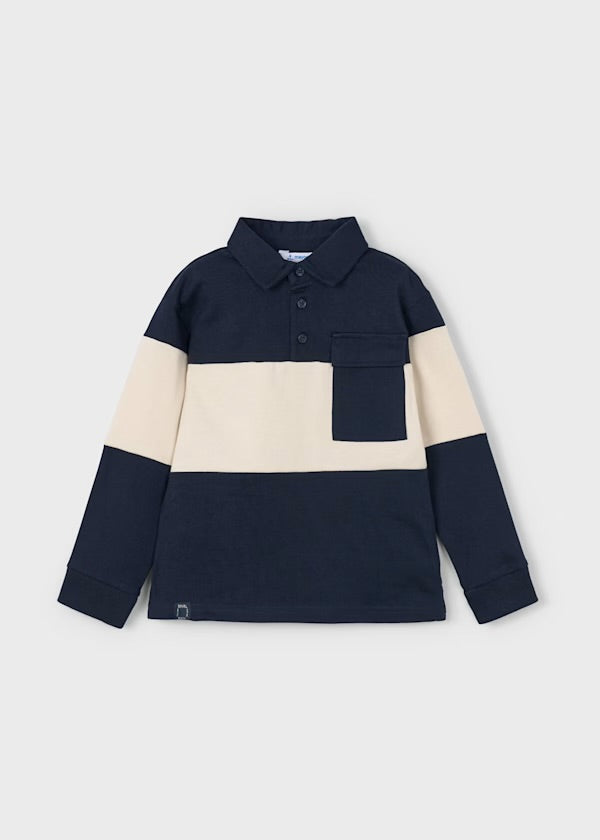 Mayoral Navy Long Sleeve Polo Shirt