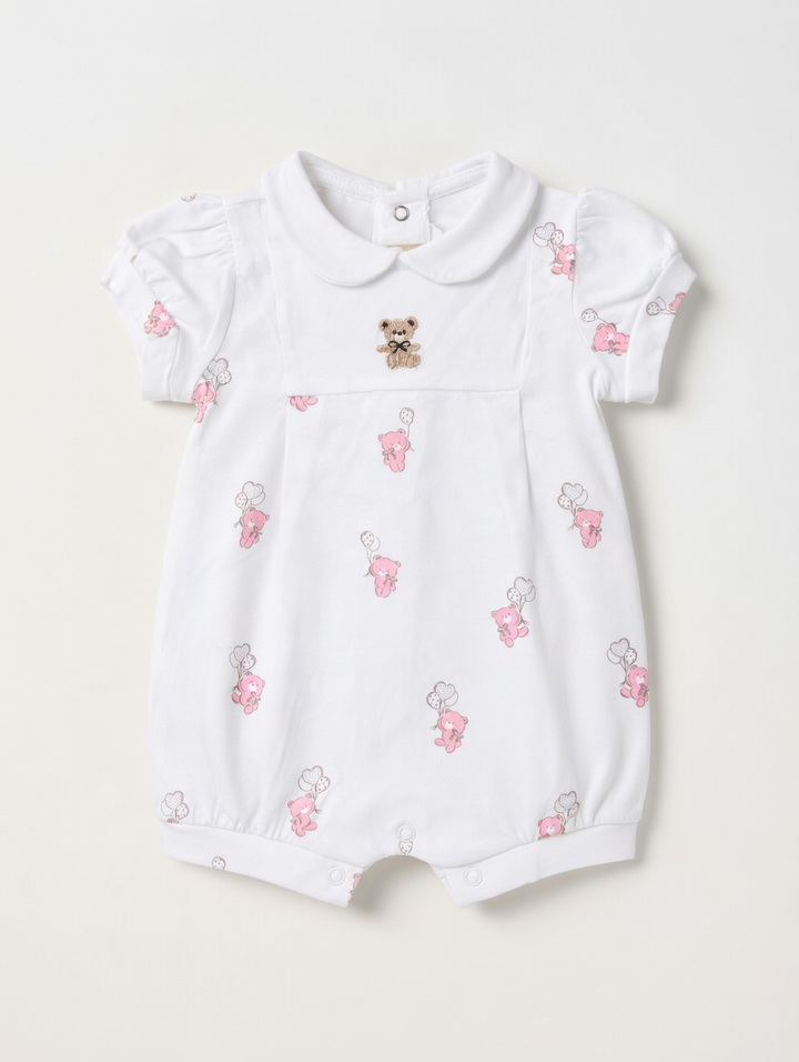 Mayoral White Pink Teddy Romper