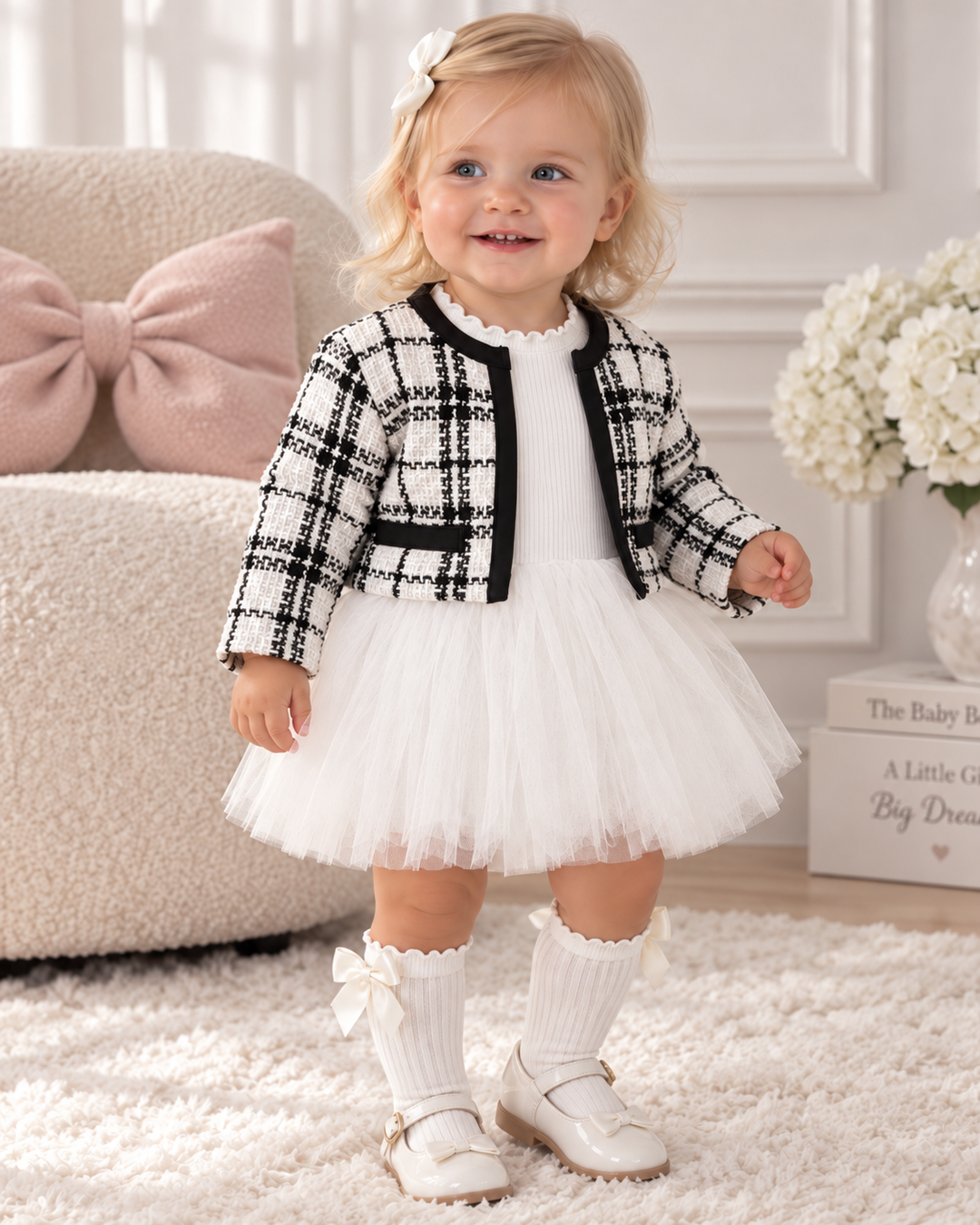 Plaid Jacket & Romper Set