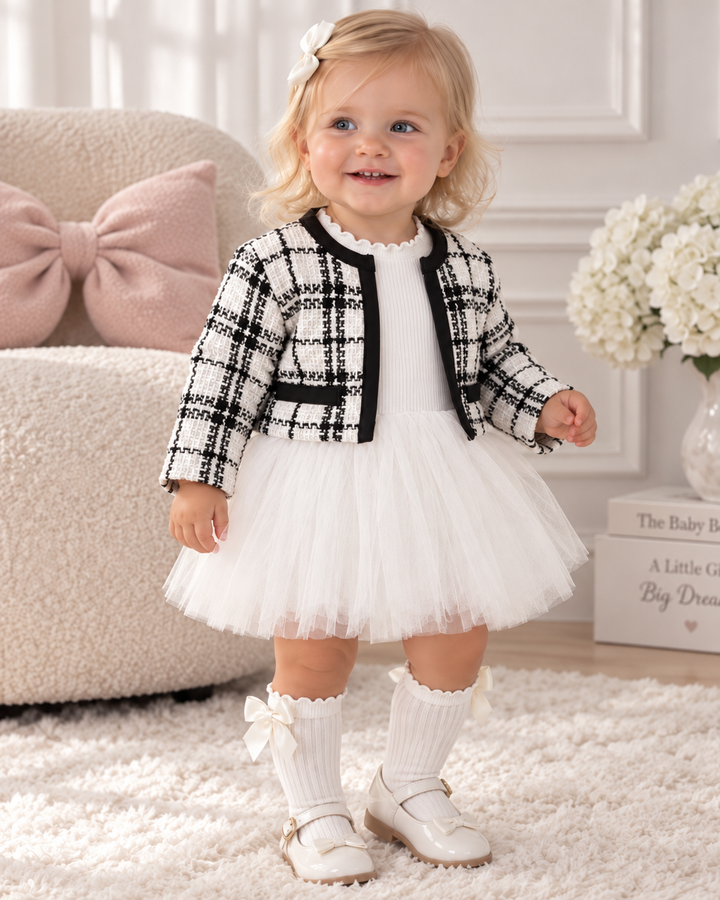 Plaid Jacket & Romper Set