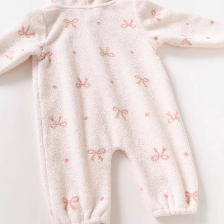 Pink Bow Fleece All In One