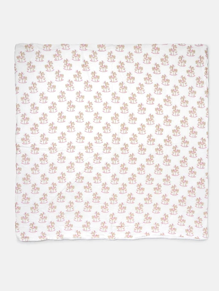 Pink Rocking Horse Blanket