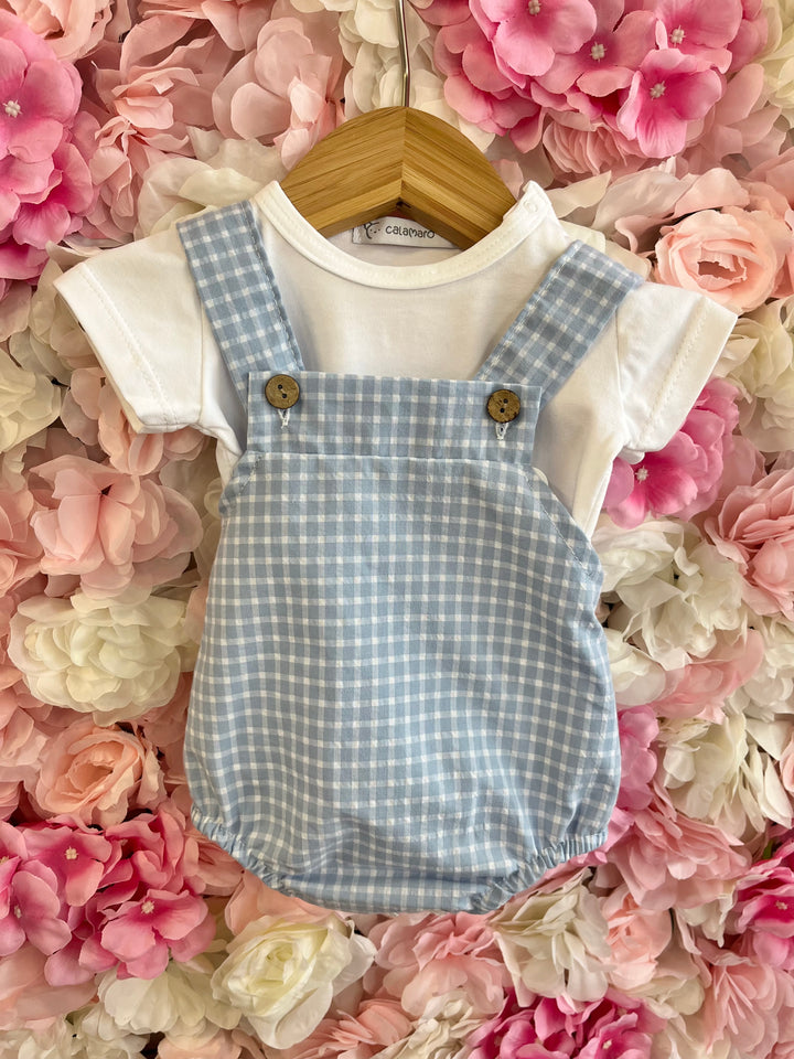 Calamaro Blue Check Romper Set