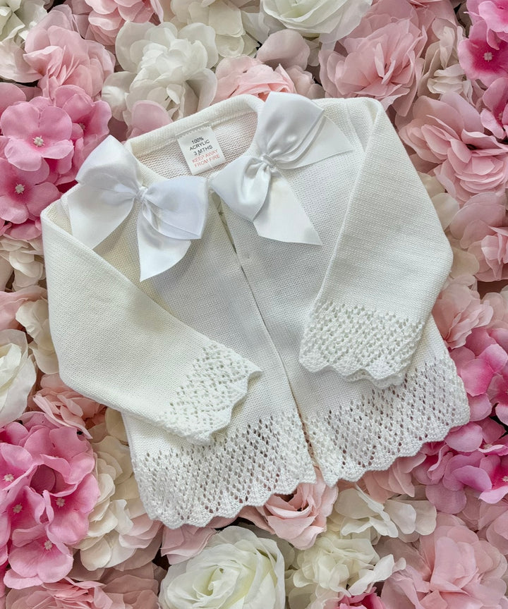 White Double Bow Cardigan