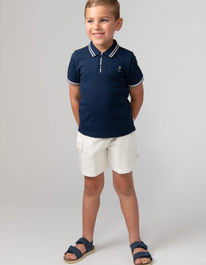 Caramelo Navy Polo Shirt Short Set