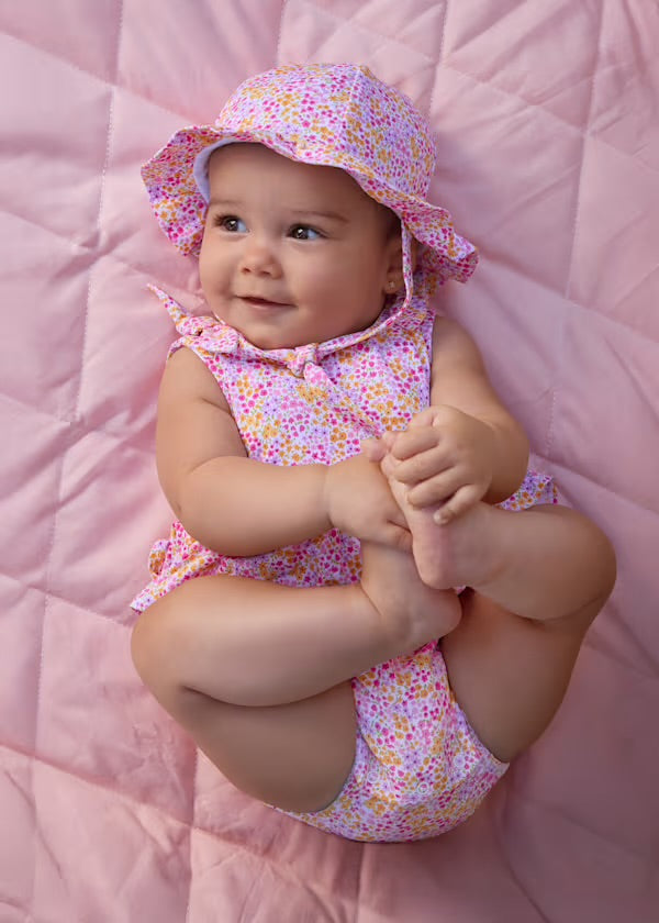 Mayoral Floral Romper & Hat