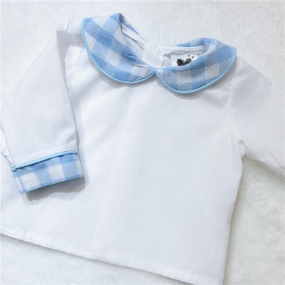 Layla May Baby Blue Checked Romper & Shirt