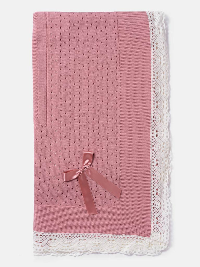 Baby Open Dot Knitted Shawl- Dusty Pink