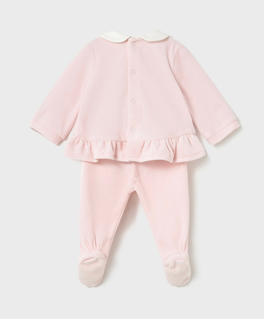 Mayoral Pink Flower Velour 2 Piece