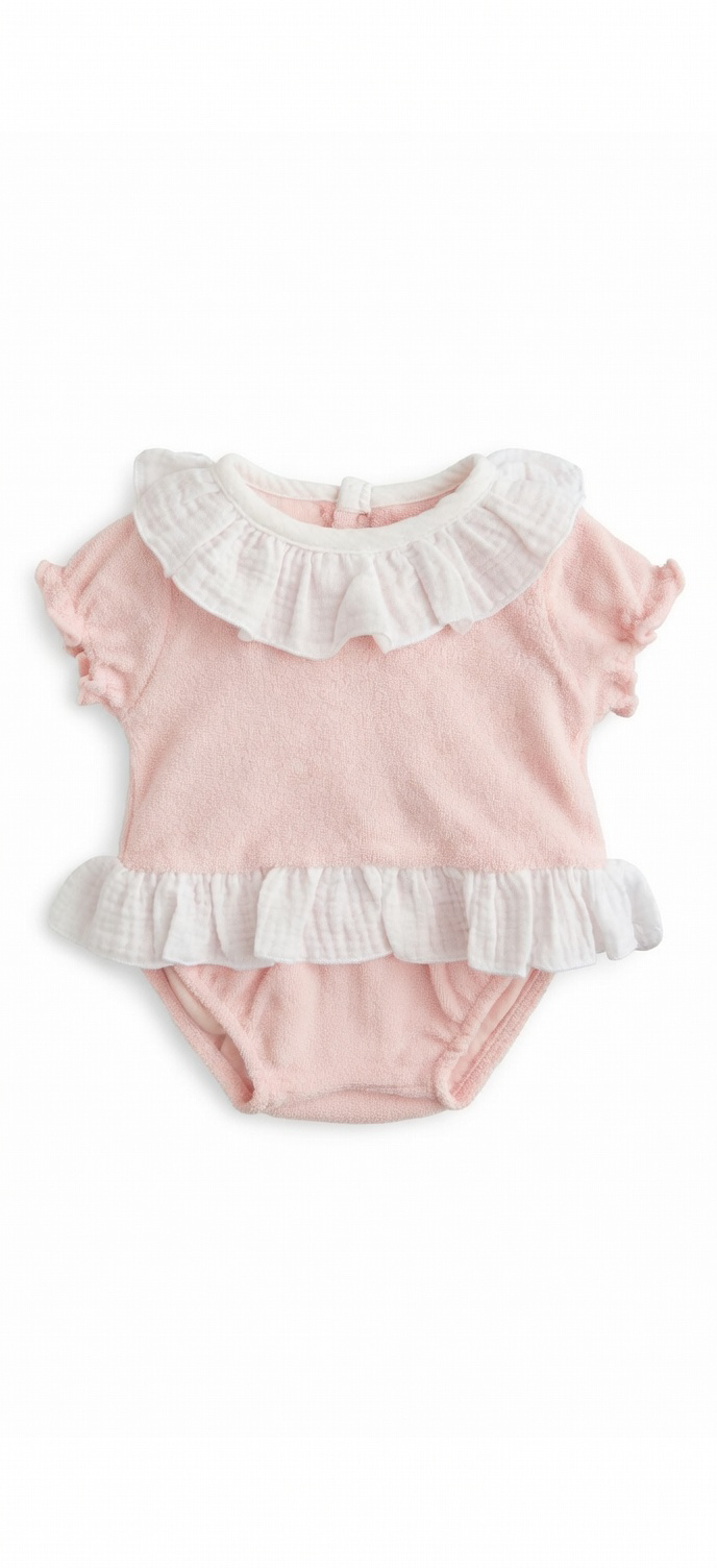 Calamaro Baby Pink Towelling Jam Pants Set