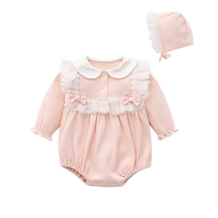 Pink Bow Romper & Bonnett