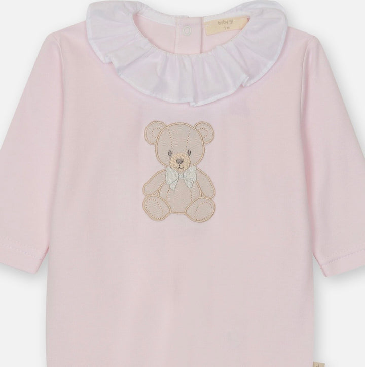 Baby Gi Pink Teddy Cotton Babygrow
