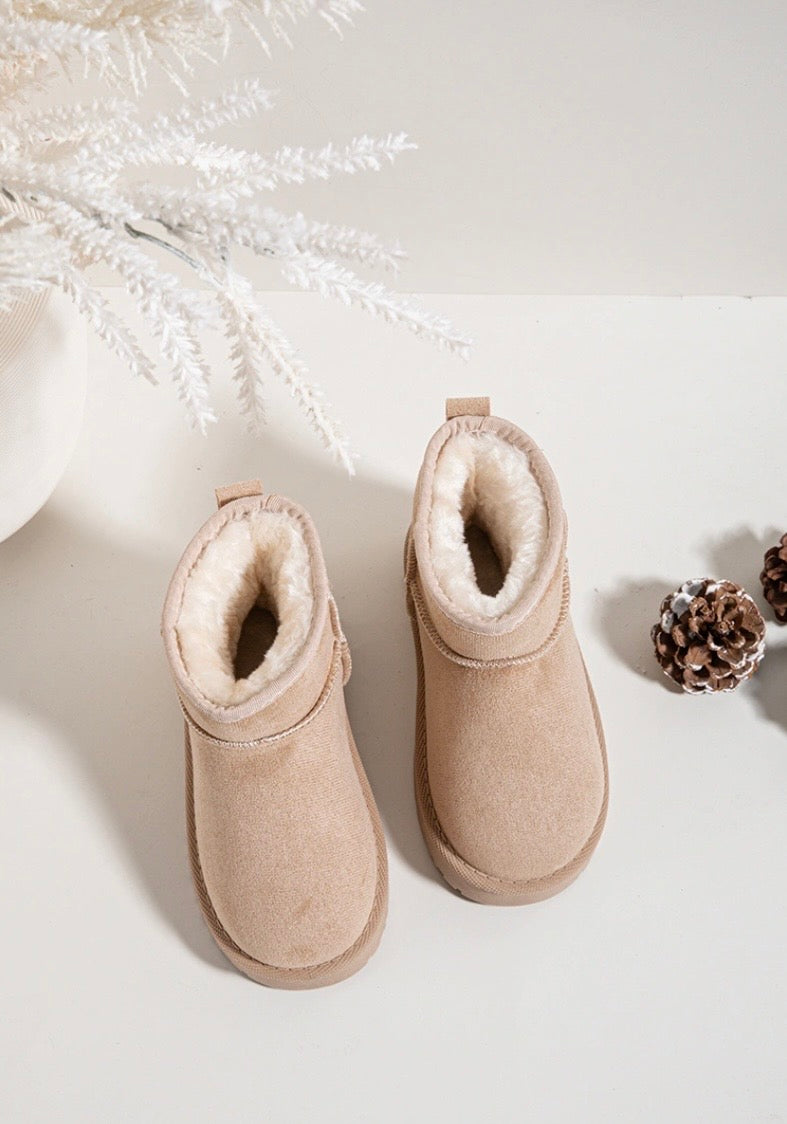 Beige Faux Suede Boots