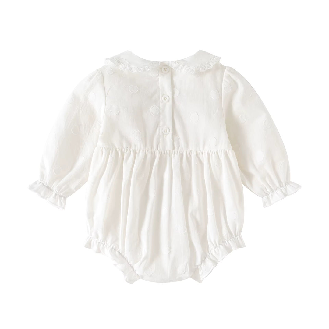 White Flower Dot Romper