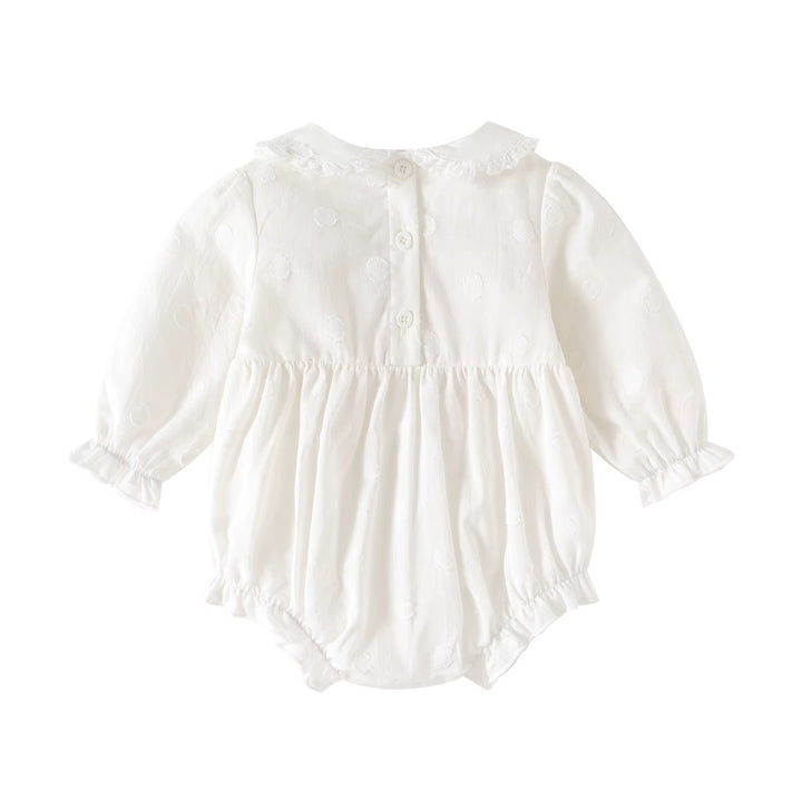 White Flower Dot Romper