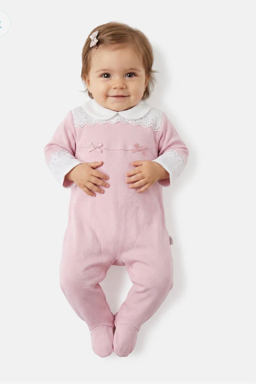 Dusty Pink Bow Babygrow