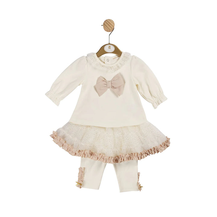 Mintini Ivory/Gold Top & Tutu Legging Set