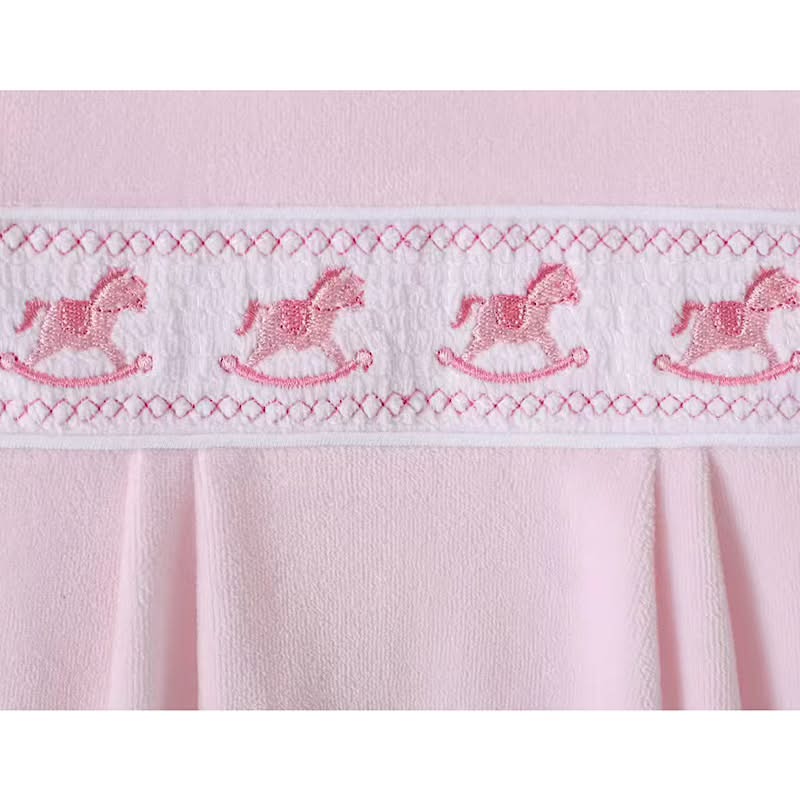 Pink Velour Smocked Rocking Horse Babygrow