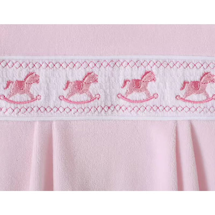 Pink Velour Smocked Rocking Horse Babygrow