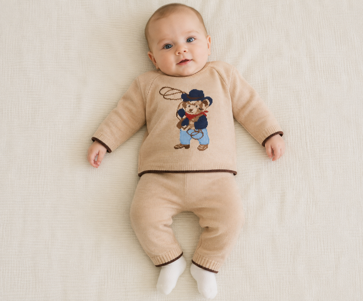 Beige Cowboy Jumper & Trouser Set