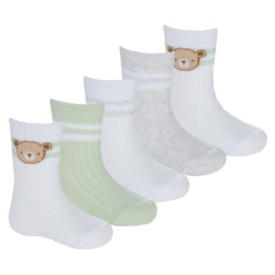 Green Teddy 5 Pack Socks