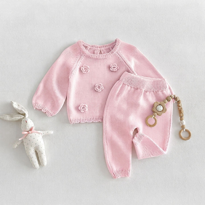 Pink Floral Knit Two Piece Set